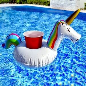2! Rainbow Unicorn Inflatable Drink Holders!